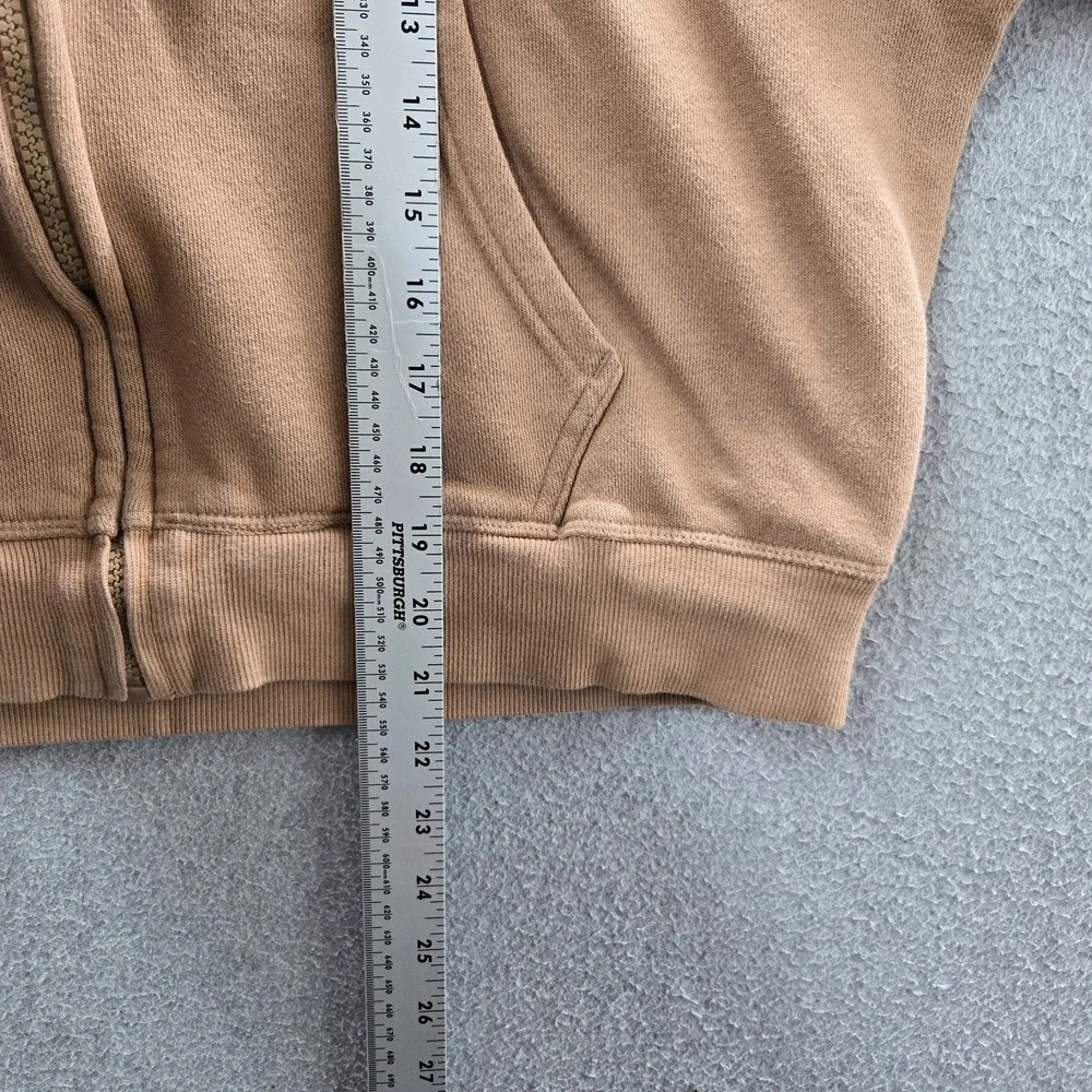 PINK Victoria's Secret Women Hoodie‎ L Brown Fleece Logo Campus Zipper